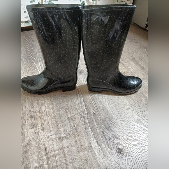 Codelli Black Glitter Women's Rain Boots. Size 6 - Picture 5 of 5
